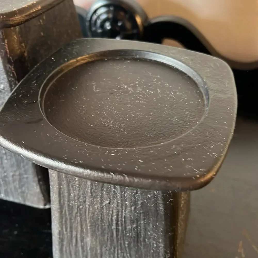 Pottery Barn Cast Aluminum Pillar Candle Holders